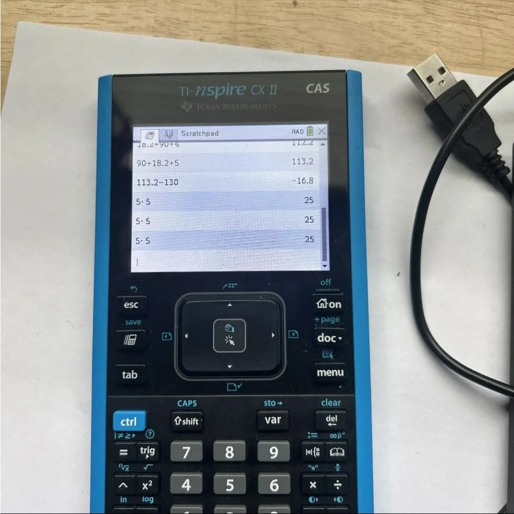 Texas Instrument TI Nspire CX II CAS Graphing Calculator W Cable VERSION 5.1 5.0